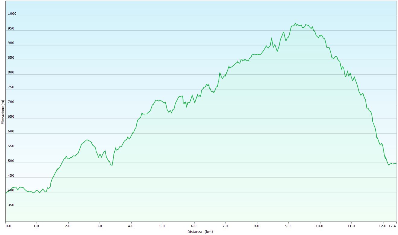 Altimetria escursione La via Francesca della Sambuca