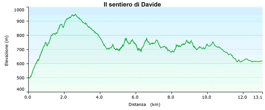 Altimetria escursione Al paese dei proverbi lungo il sentiero di Davide